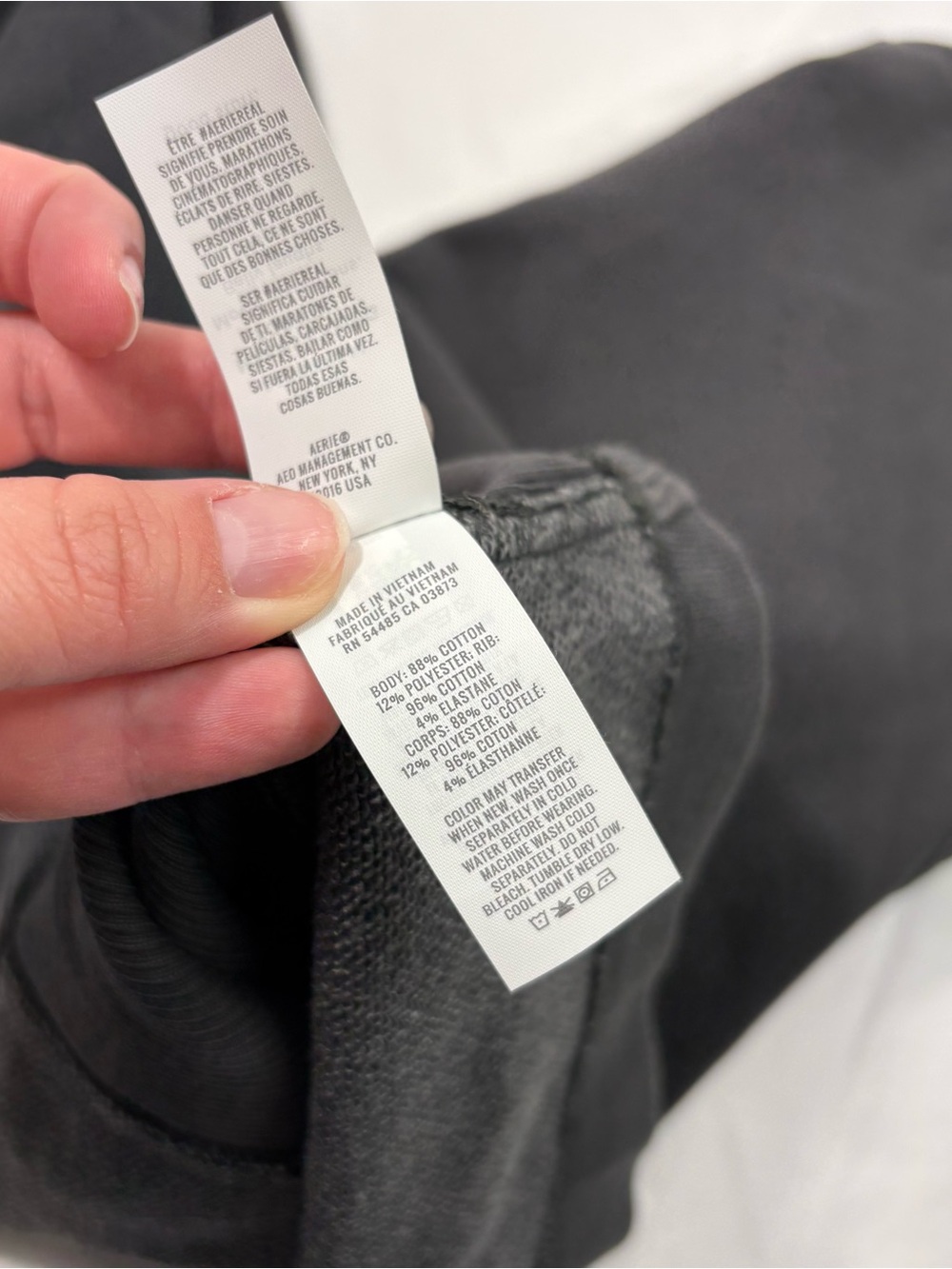 Aerie Seams Right Gray Short Puff Sleeve Crewneck Sweatshirt Top NWT M Lounge - Picture 8 of 8